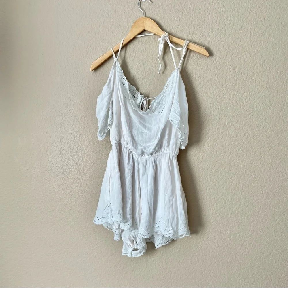 FREE PEOPLE Romance Eyelet Trim Romper